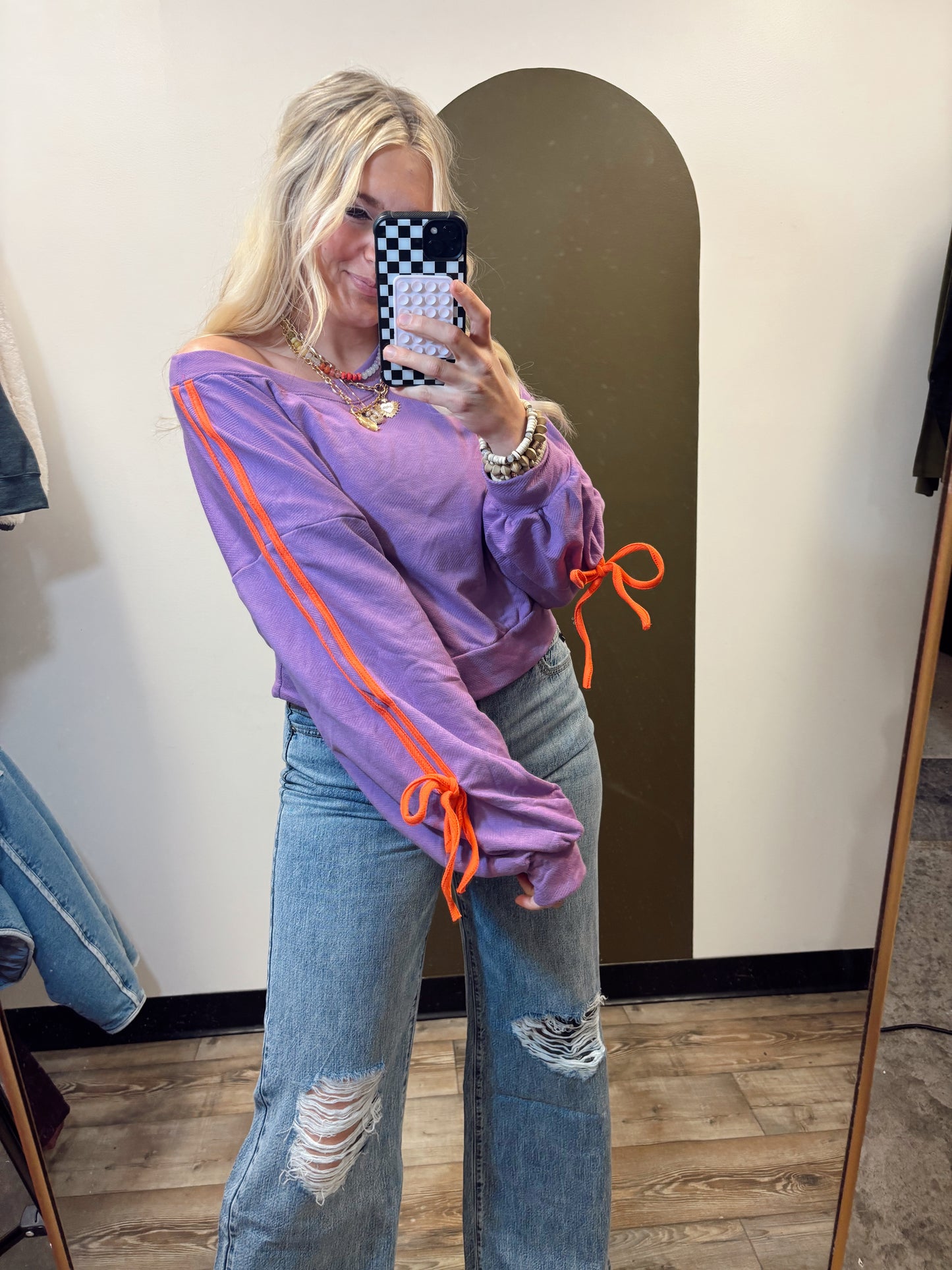 Terry Detailed Sweatshirt (Purple)