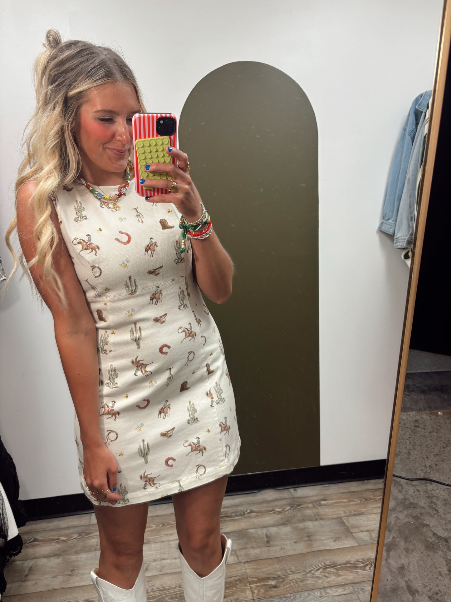 Western Print Mini Dress