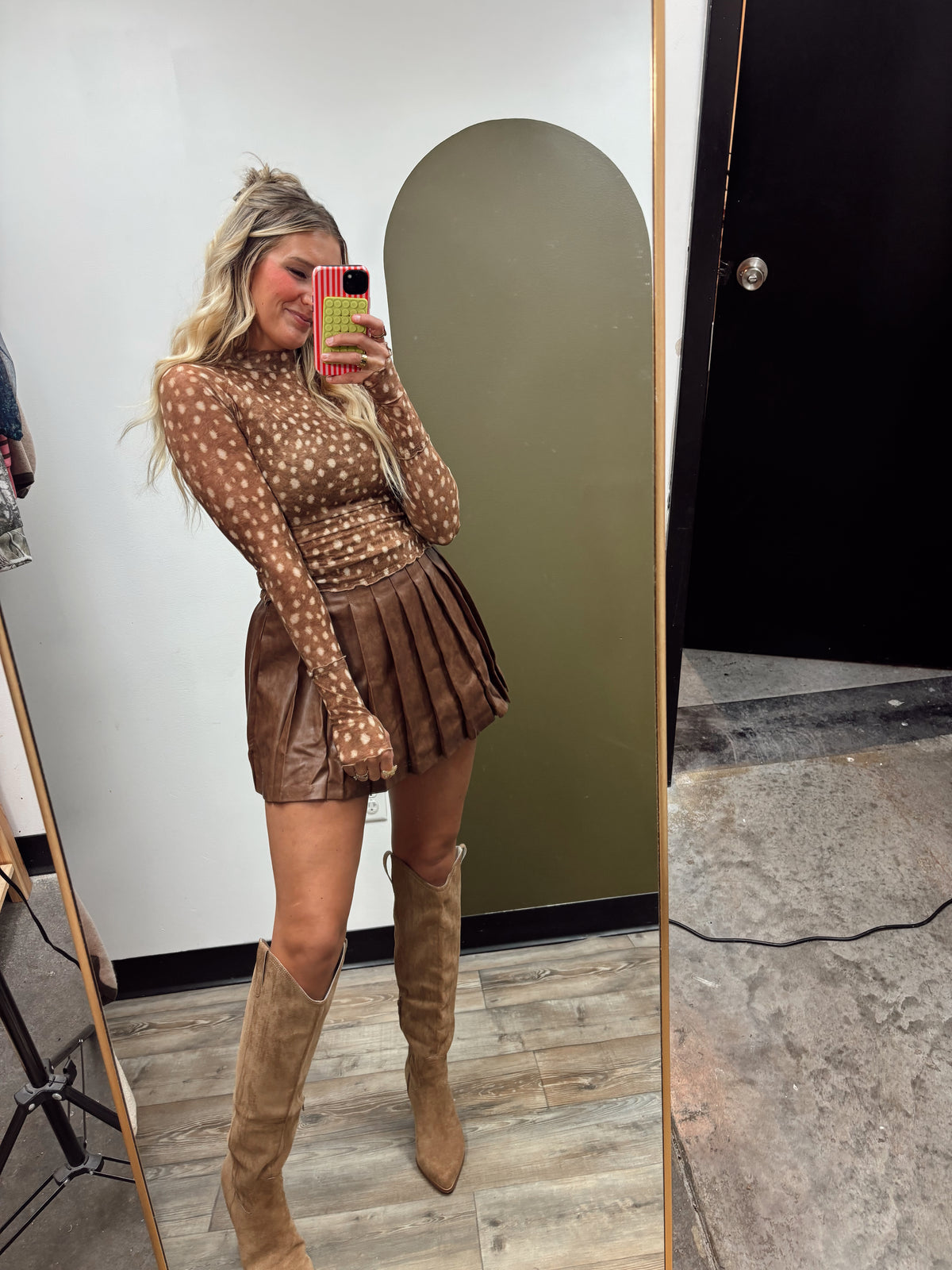Fawn Sheer Print Top