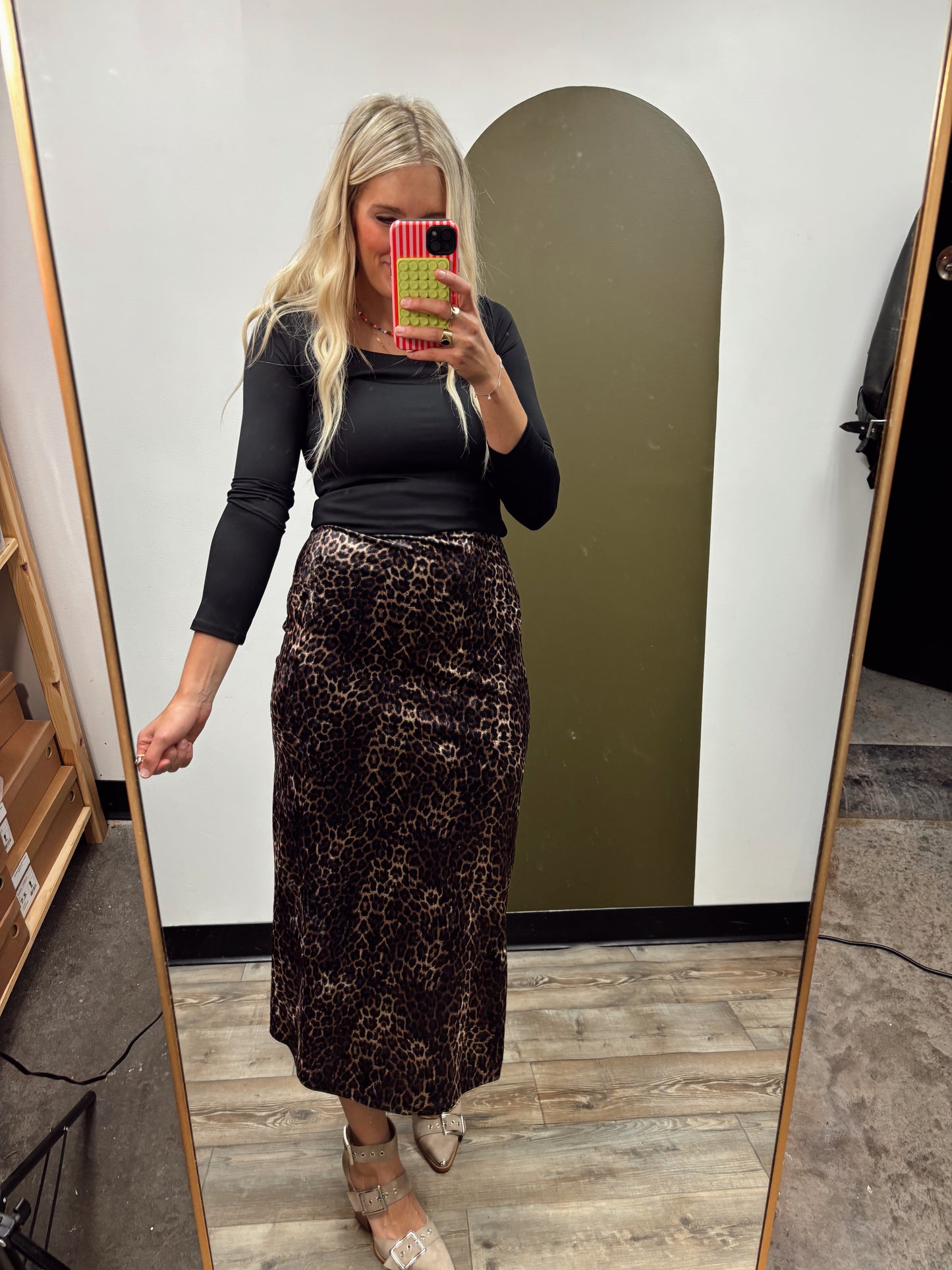 Lola Leopard Midi Skirt