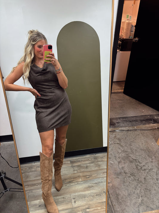 Kimberly Draped Dress (Chocolate)