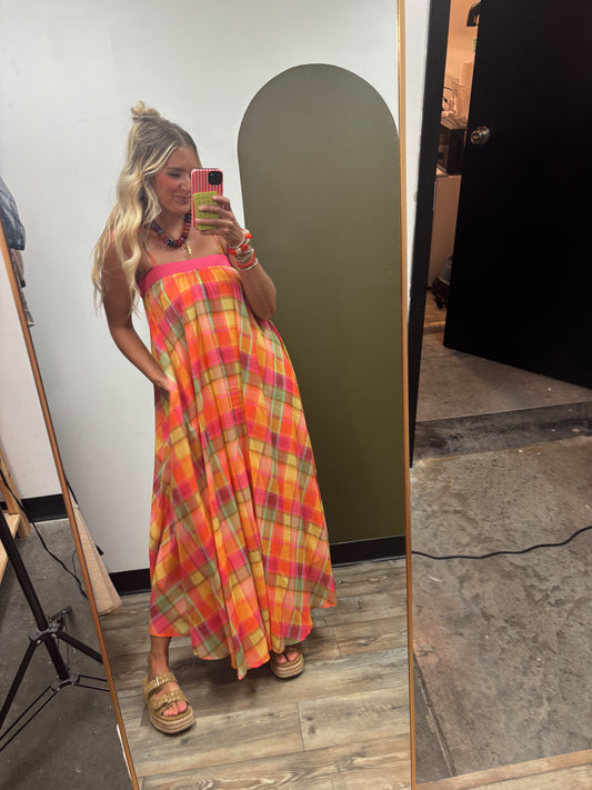 Madras Plaid Maxi Dress