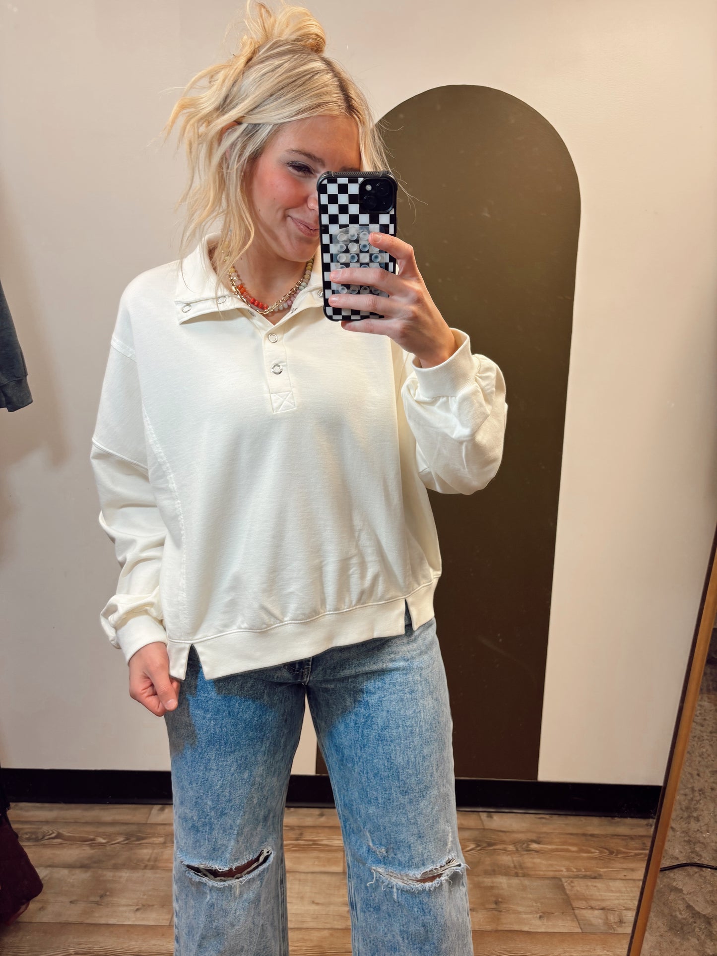 Lee Half Snap Top (Ivory)