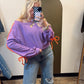 Terry Detailed Sweatshirt (Purple)