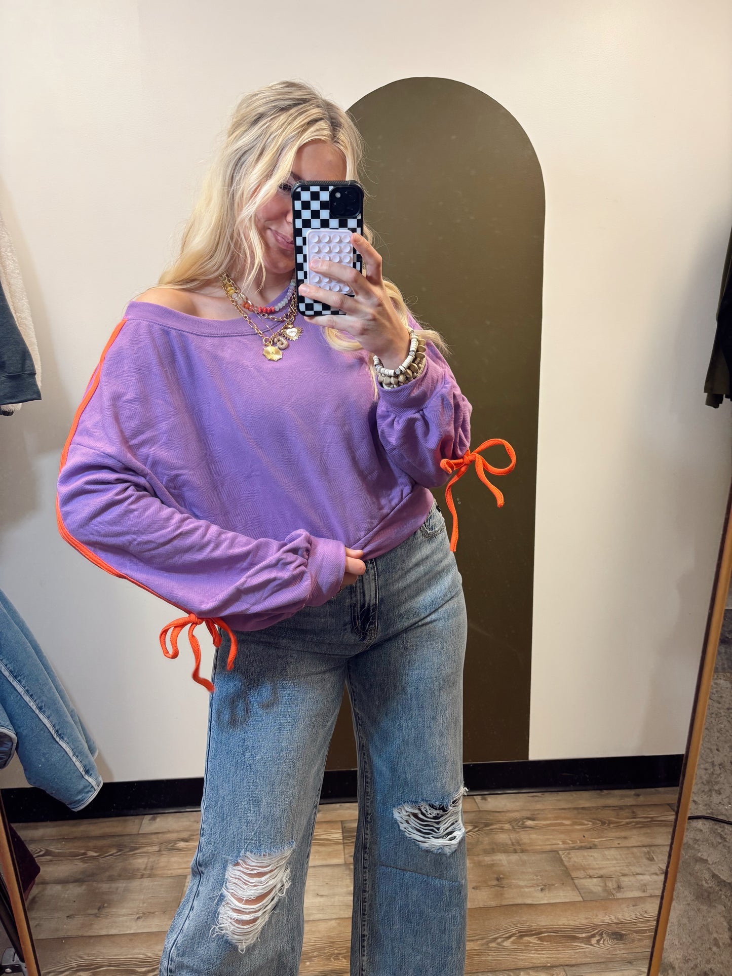 Terry Detailed Sweatshirt (Purple)