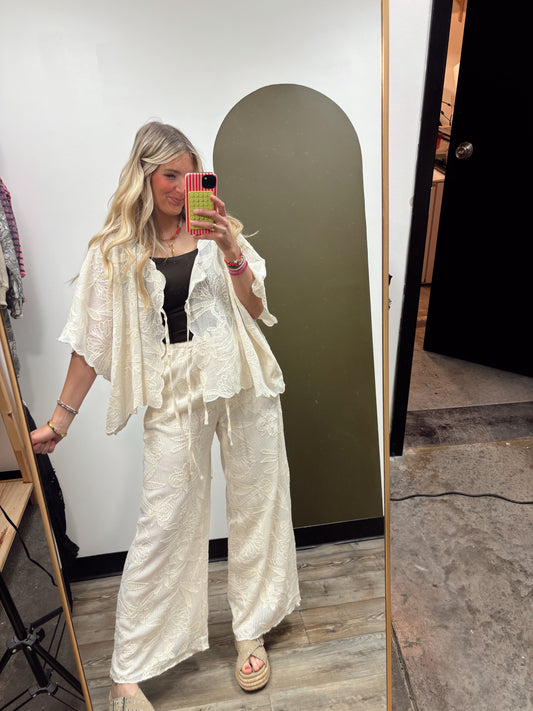 Boca Crochet Tie Top (Cream)