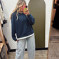 Always On Crew Twofer Top (Navy)