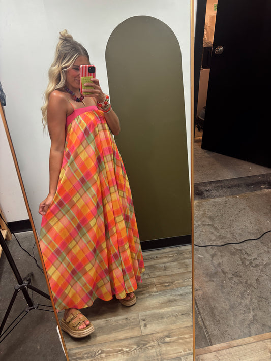 Madras Plaid Maxi Dress