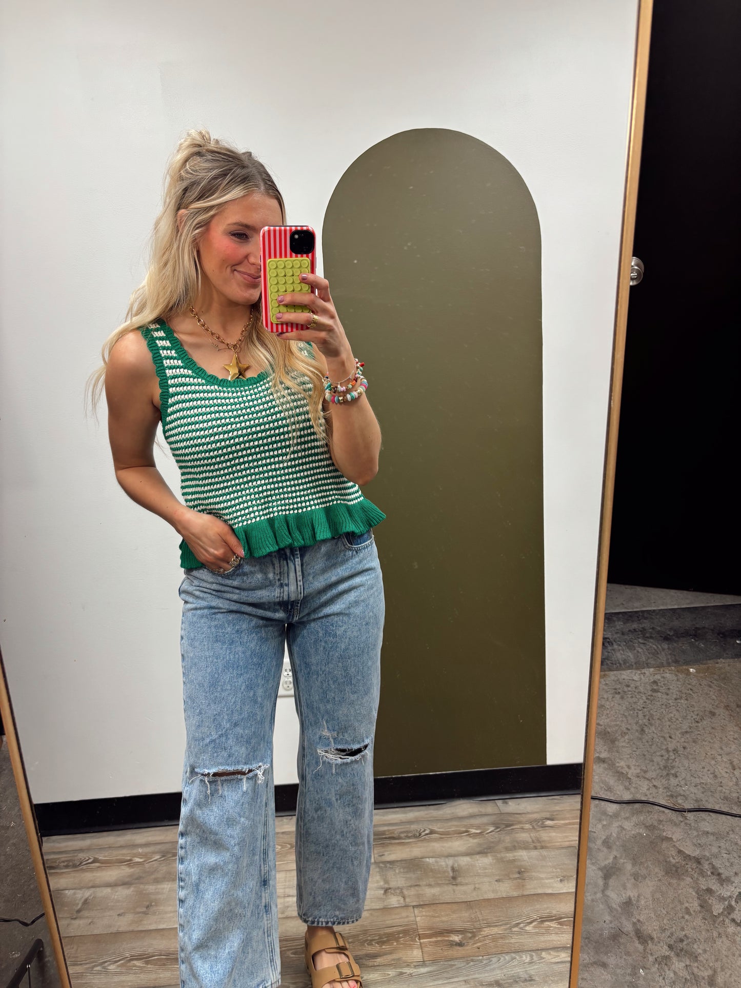 Peplum Knit Tank (Green)