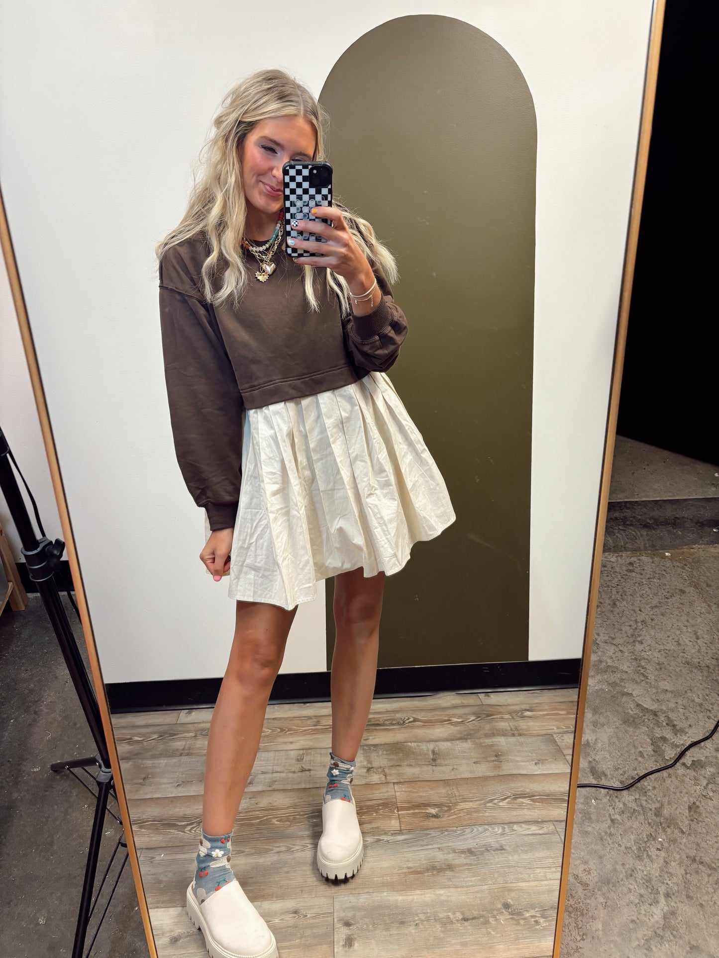 Lottie 2fer Dress (Brown)
