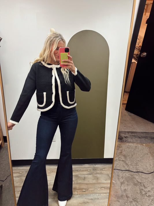 Mariella Contrast Cardigan (Black)