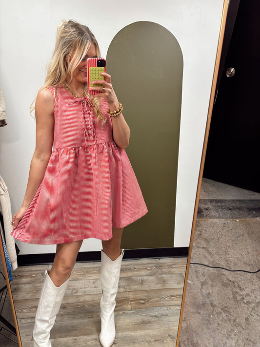 Summer Fun Stripe Dress (Red)