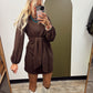 Sadie Front Tie Dress (Brown)