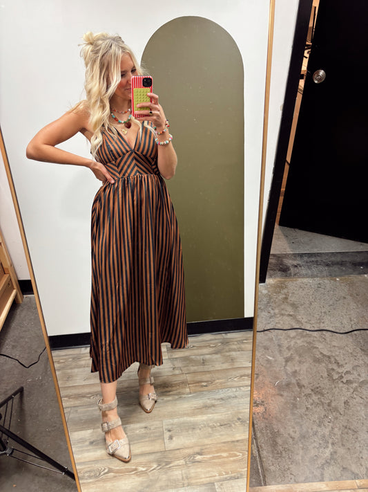 Marilyn Stripe Satin Maxi Dress