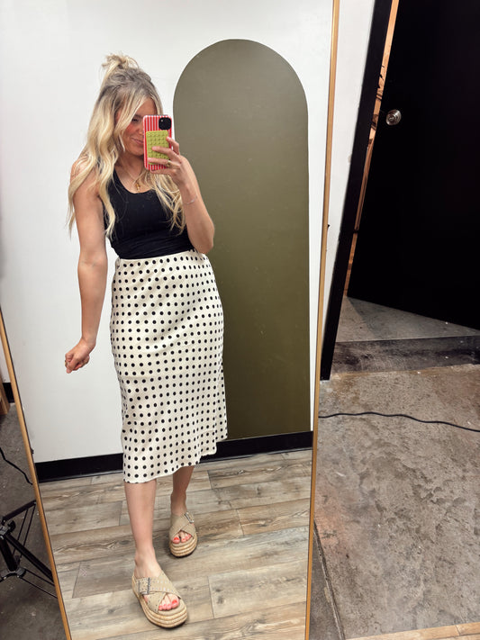 Pia Polka Dot Midi Skirt