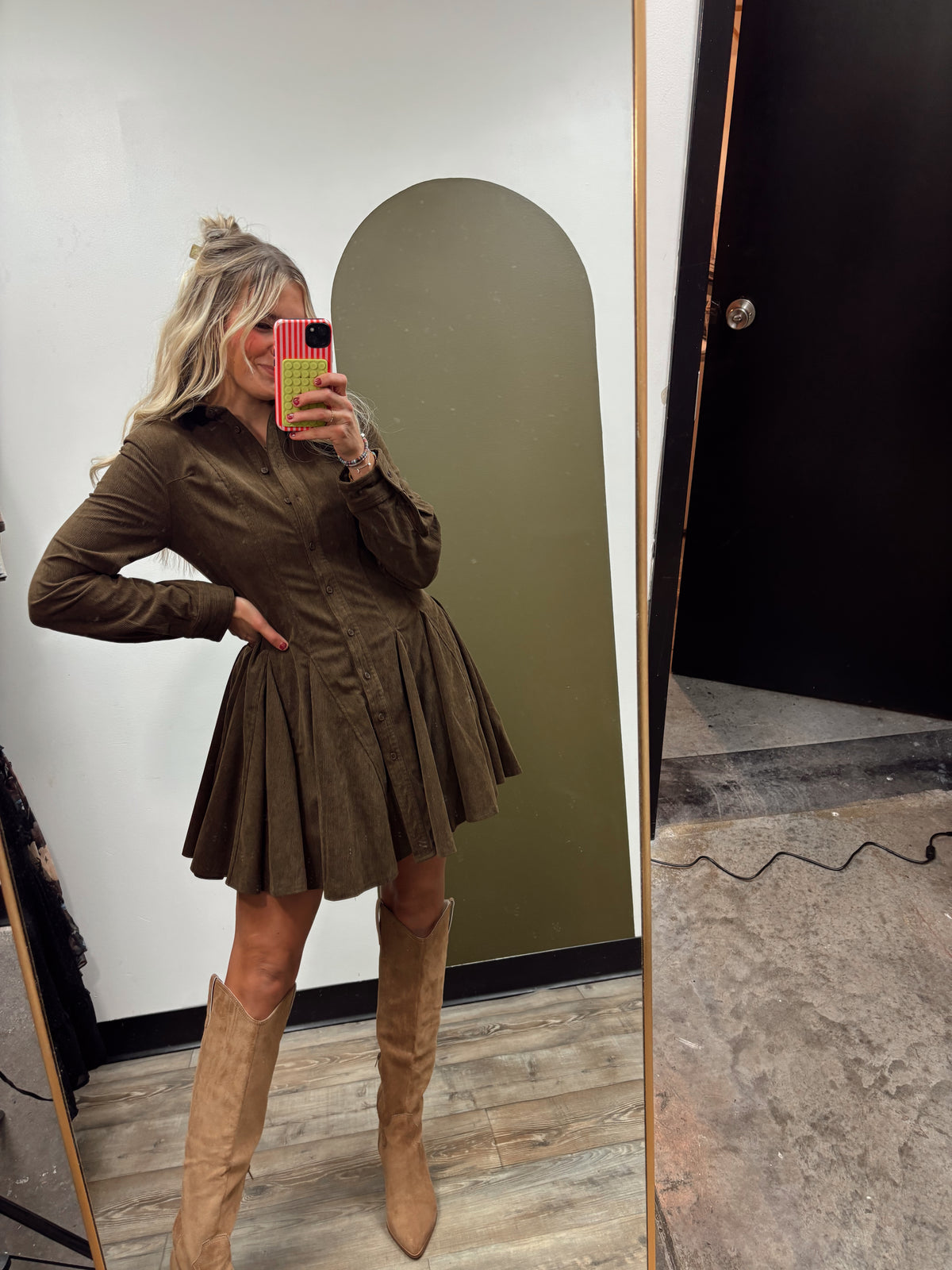 Carmine Cord Dress (Chocolate)