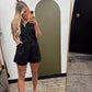 Belted Linen Halter Romper (Black)
