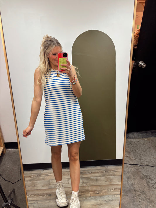 Summer Sun Stripe Dress (Blue)