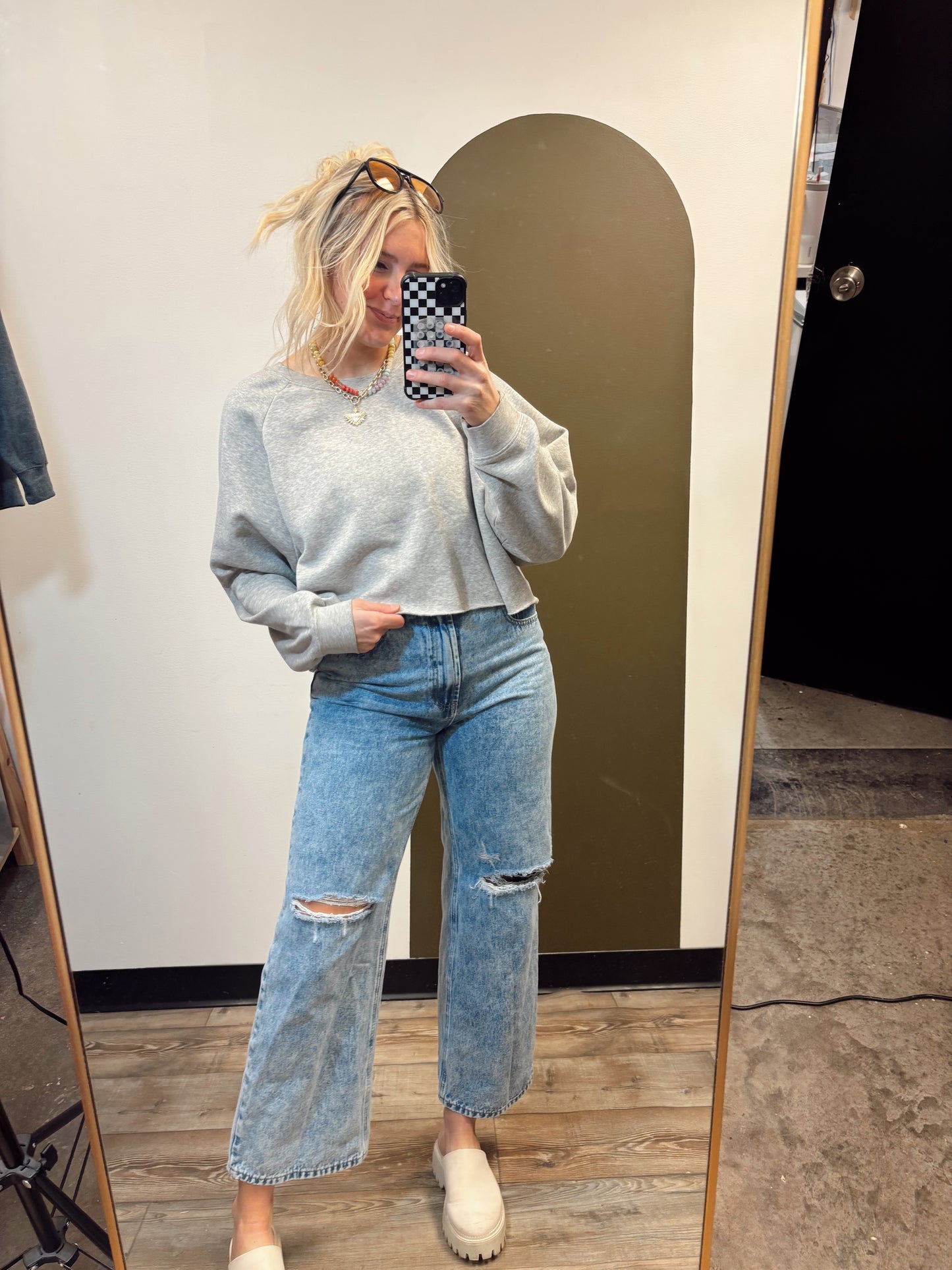 Stay In Sweat Top (Grey)