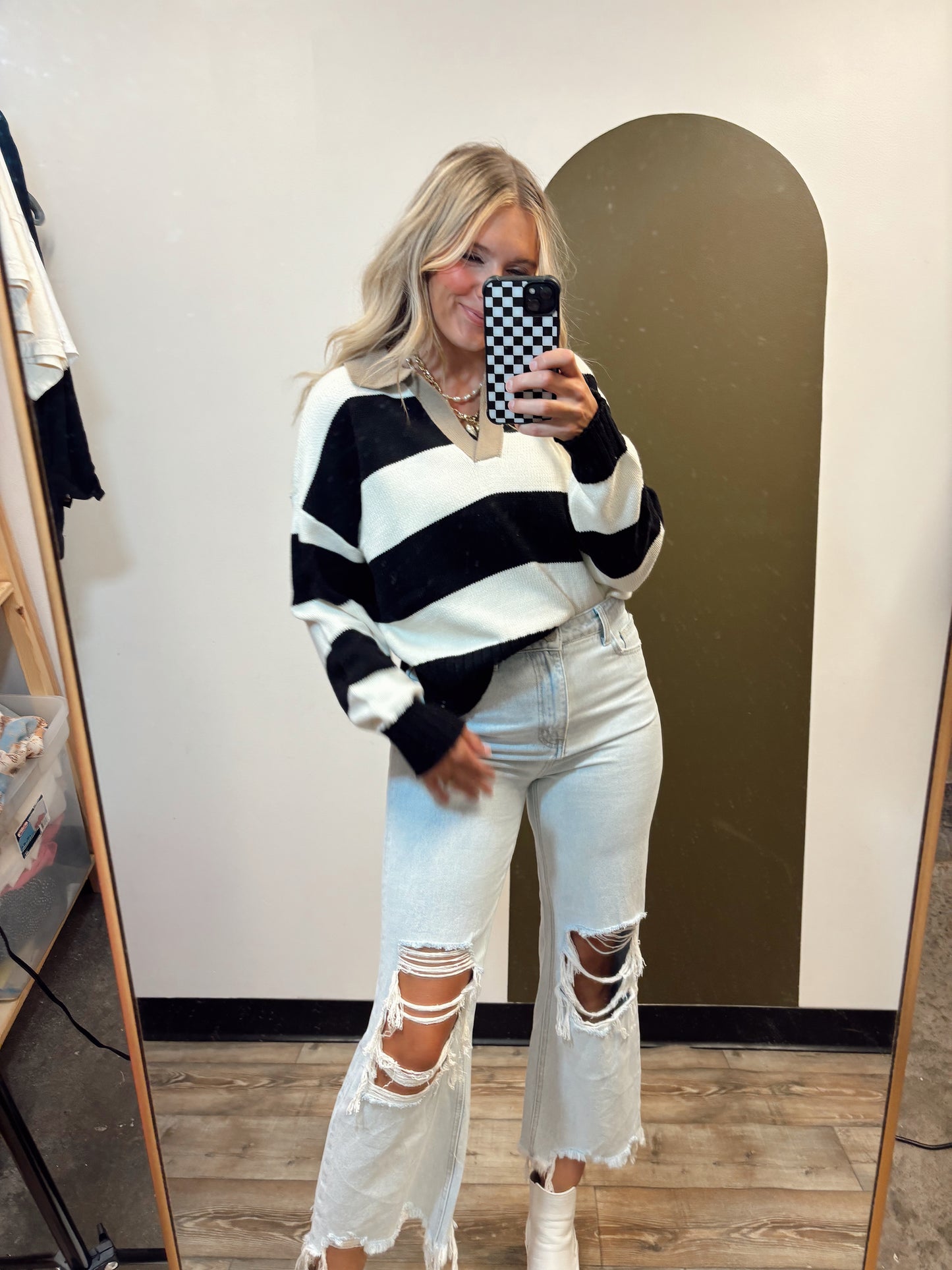 Ruby Contrast Sweater (Ivory)