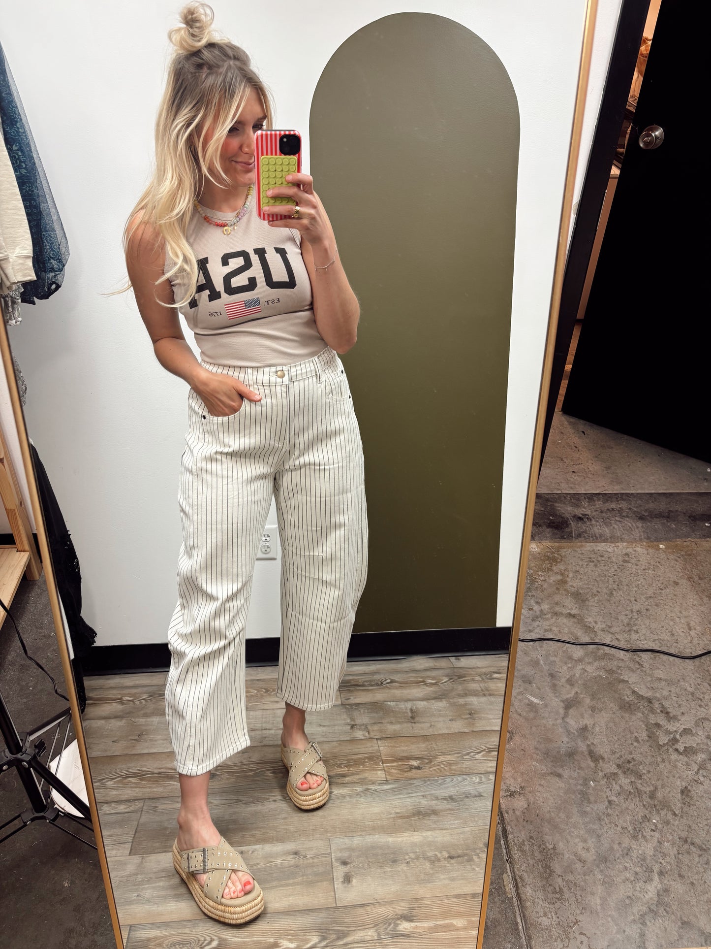 Pinstripe Barrel Pant