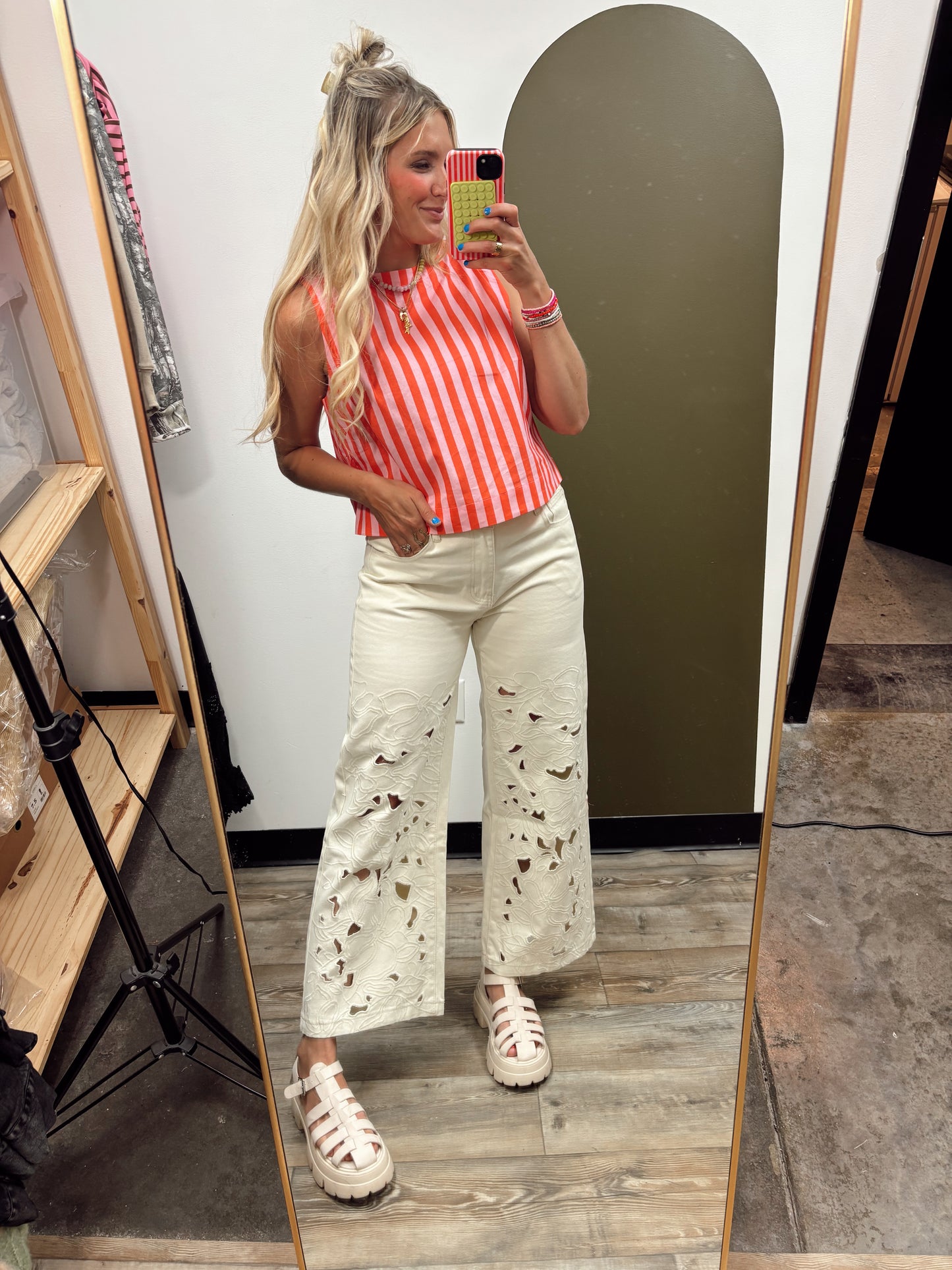 Laser Embroidered Pant (Cream)