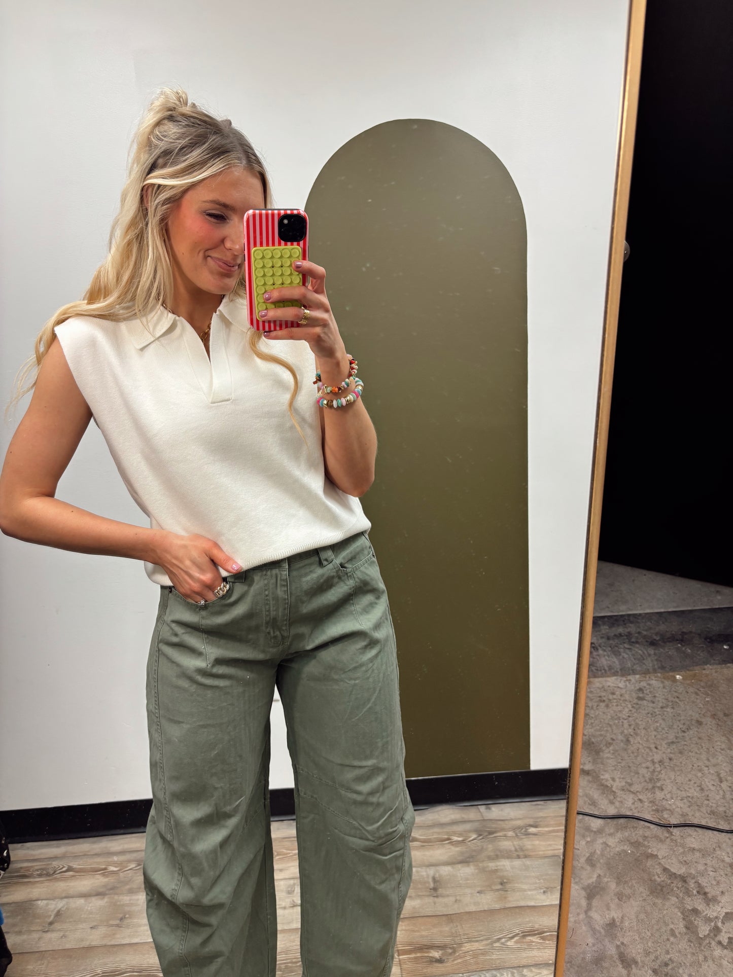 Maeve Polo Knit Top (Ivory)