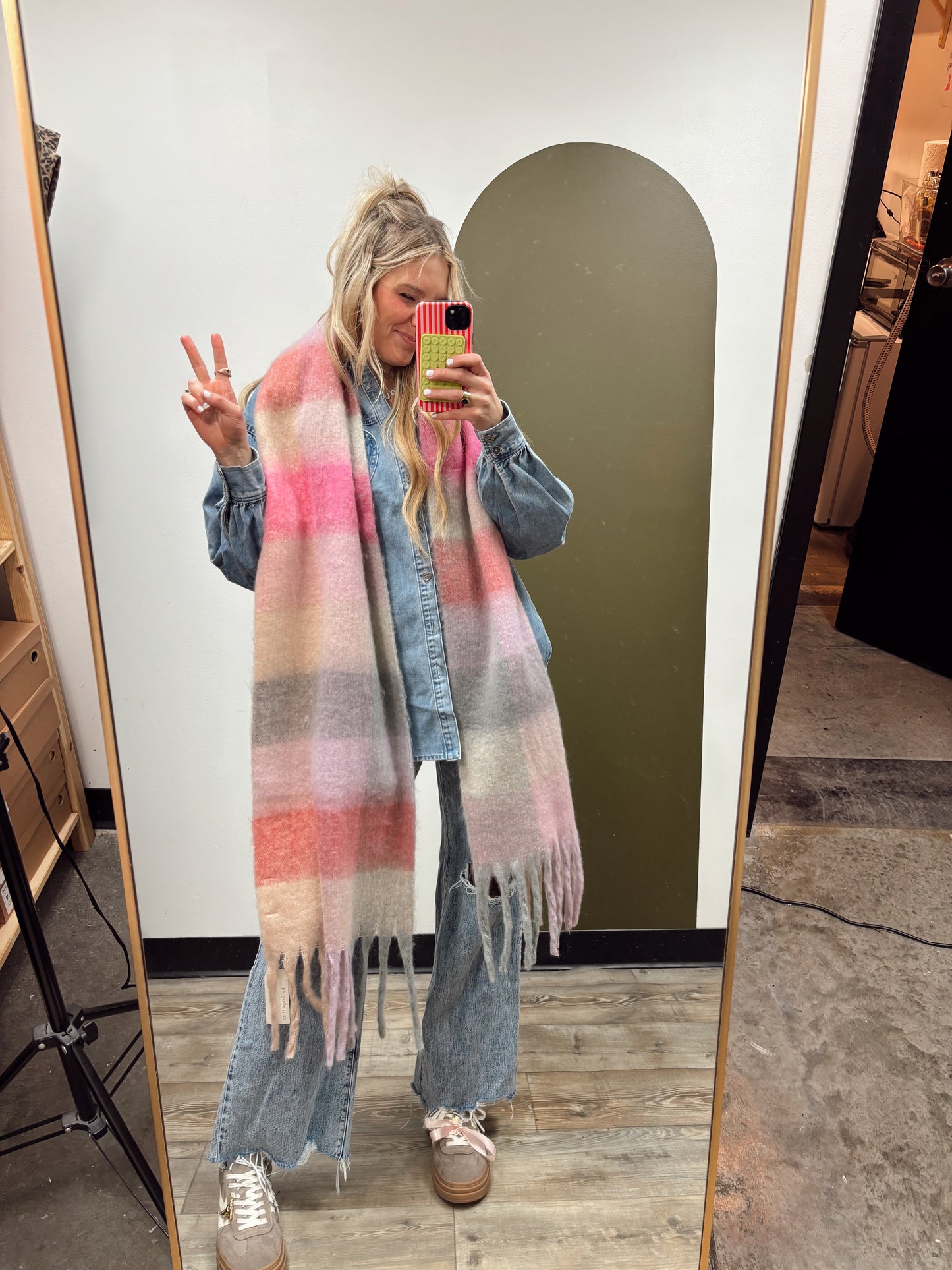 Beaufort Gingham Scarf (Pink)