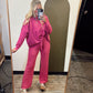 Rosy Textured Sweater Set