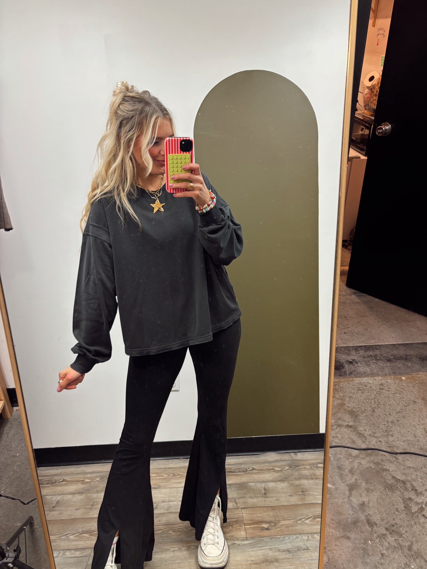 Cross Back Sweat Top (Black)