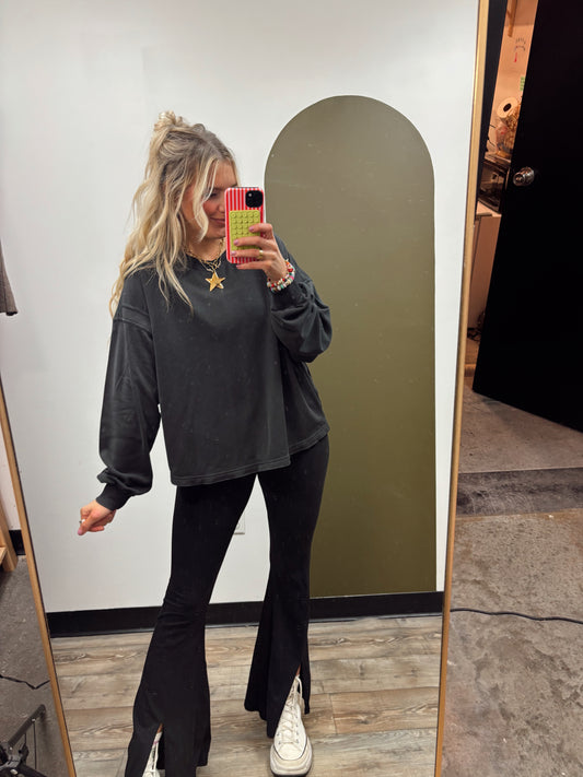 Cross Back Sweat Top (Black)