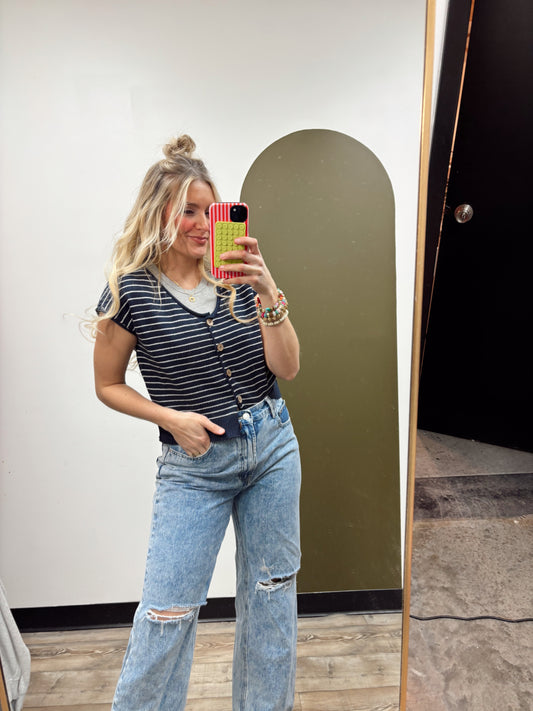 Jamie S/S Button Cardy (Navy)