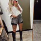 Shimmer Lace Trim Short (Gunmetal)