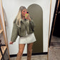Kira Suede Bomber Jacket (Olive)