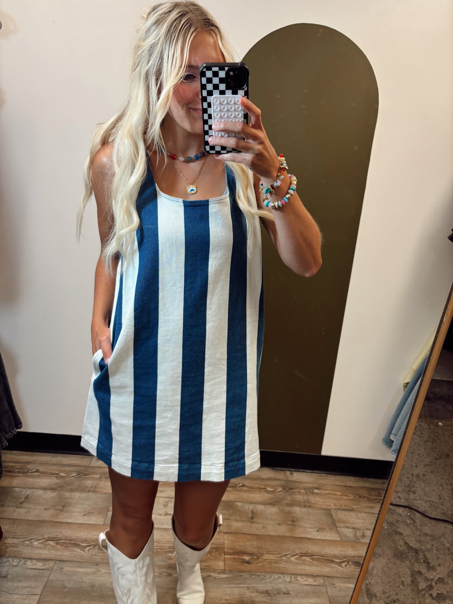 Sheila Stripe Dress (Navy)