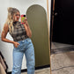 Sheer Slvless Plaid Tank