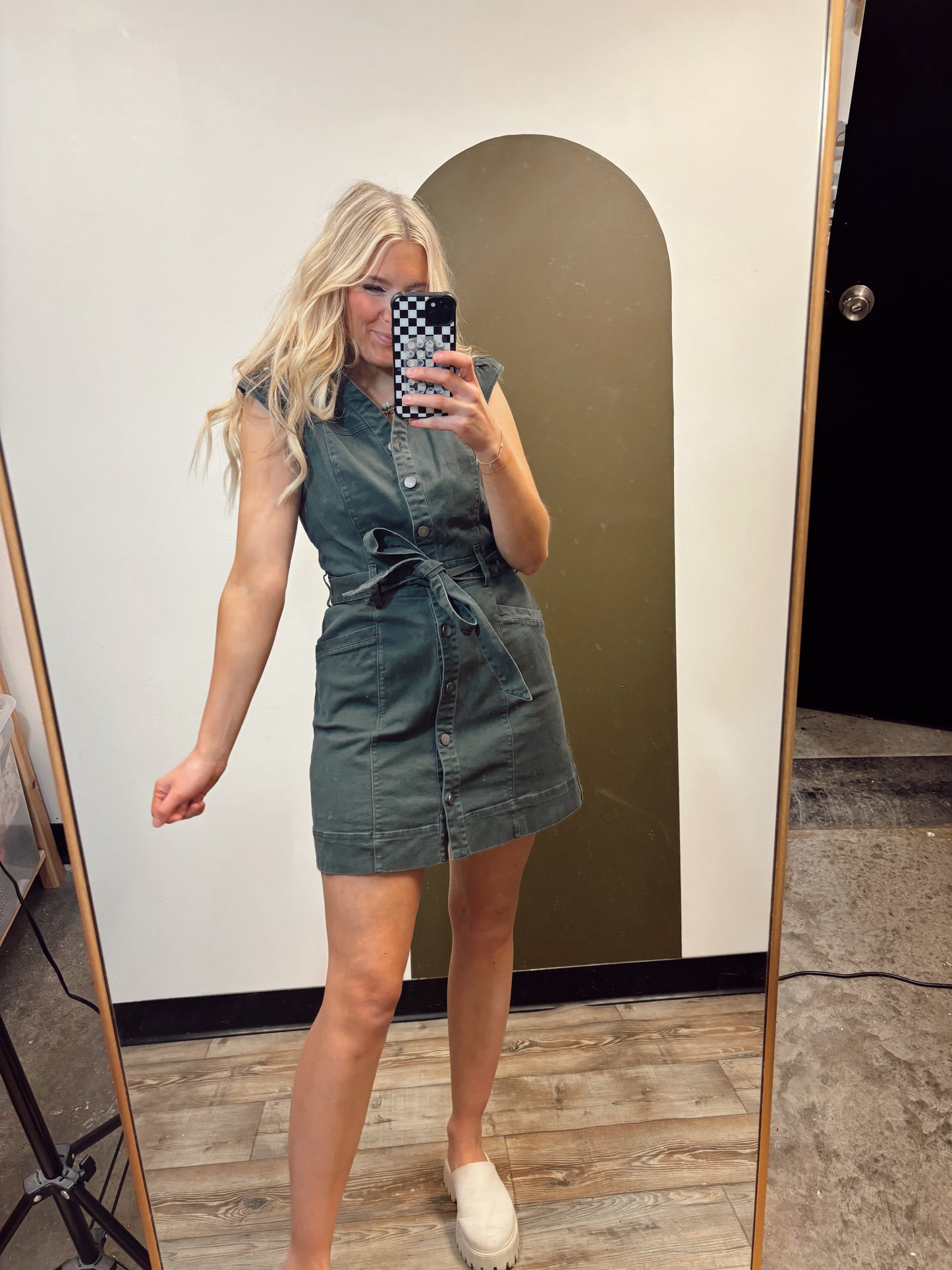 Kathleen Button Dress (Grey)