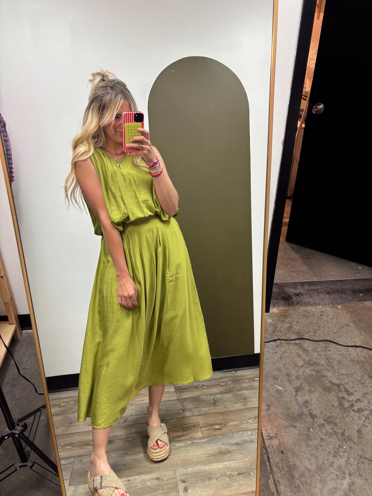 Evangalene Skirt Set (Avocado)