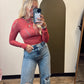 Jaquard Fishnet Top (Crimson)
