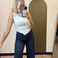 Saige Button Detail Tank (White)