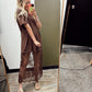 Lace Patchwork Maxi Dress (Brown)