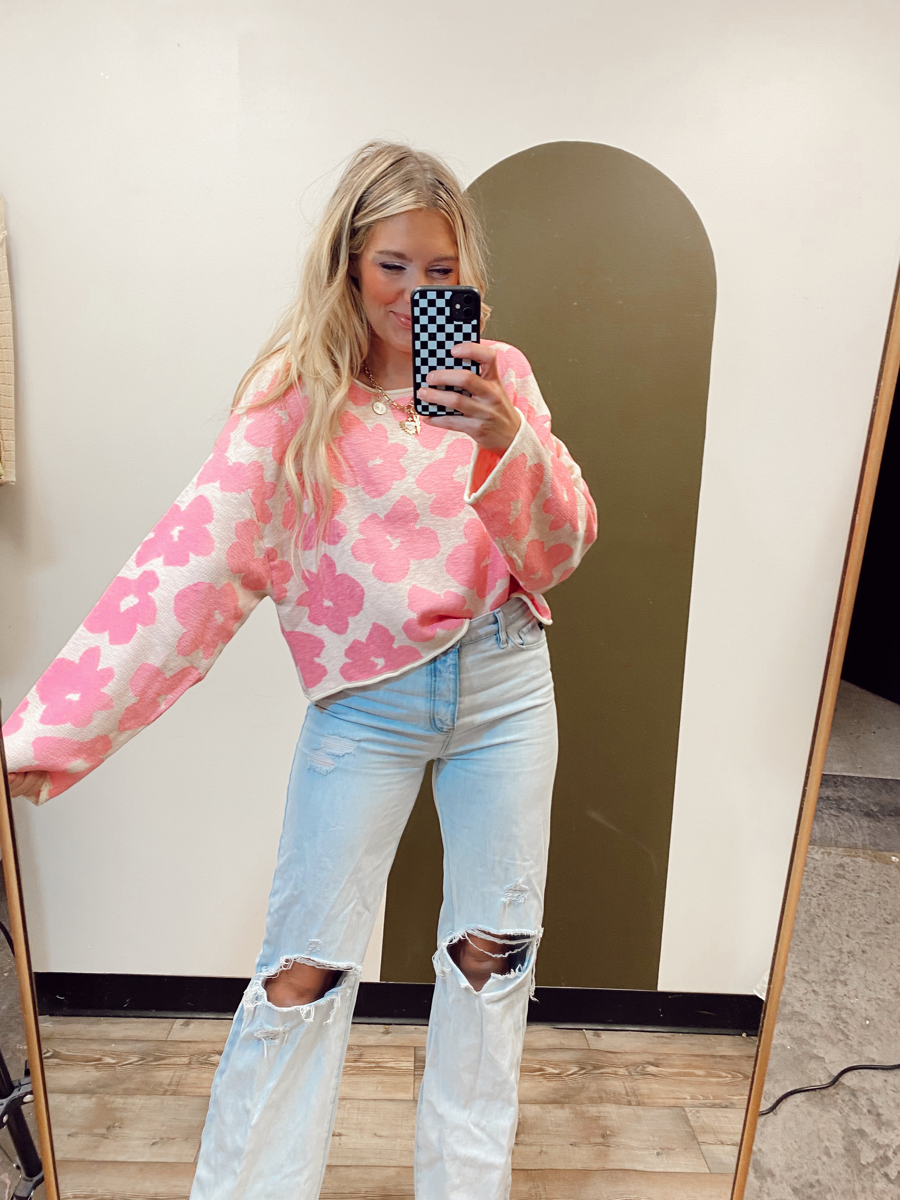 Rosa Flower Sweater Pink
