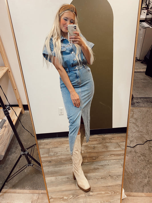 Brit Denim Midi Dress