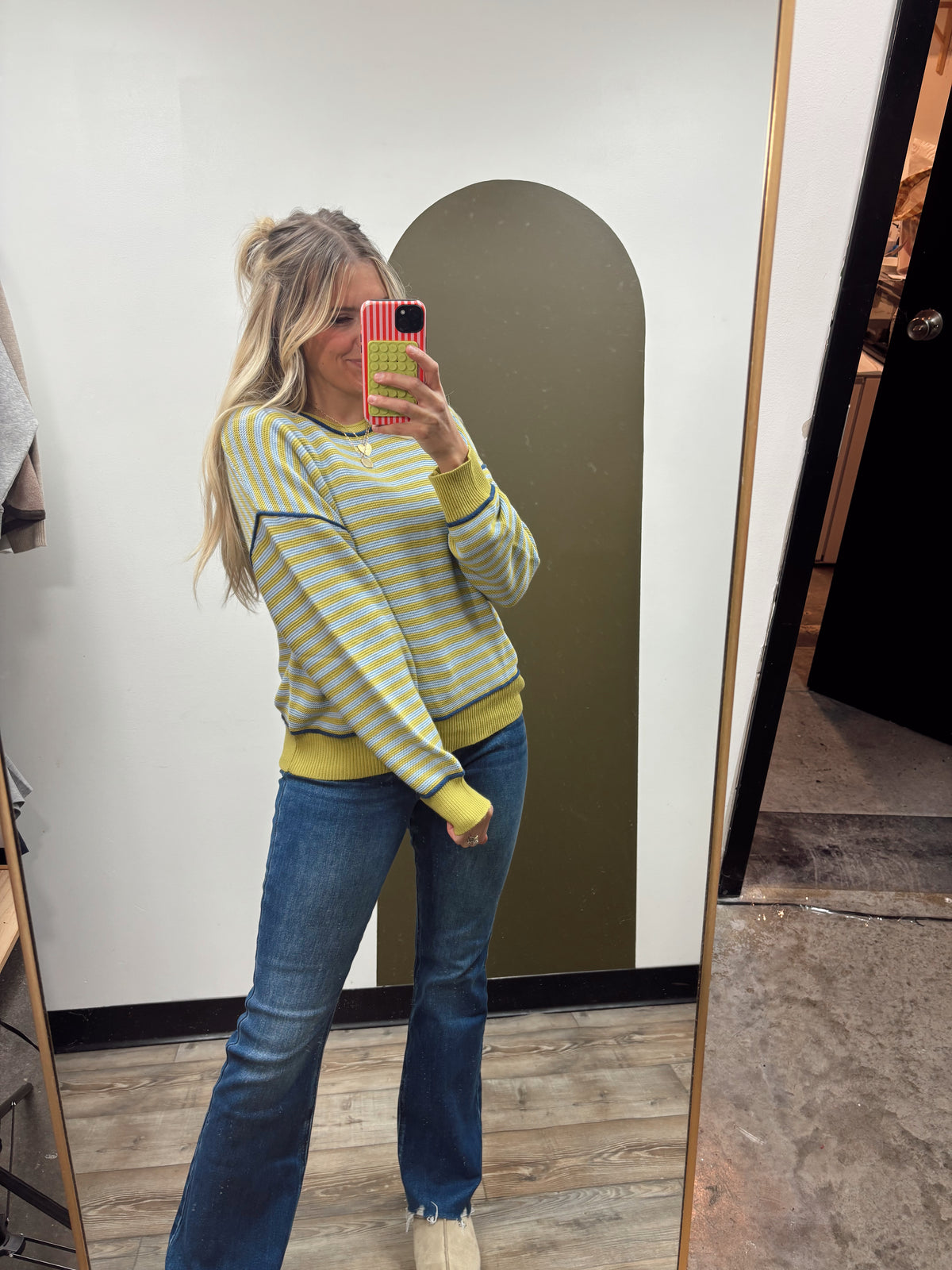 Mia Contrast Sweater (Mustard/Blue)