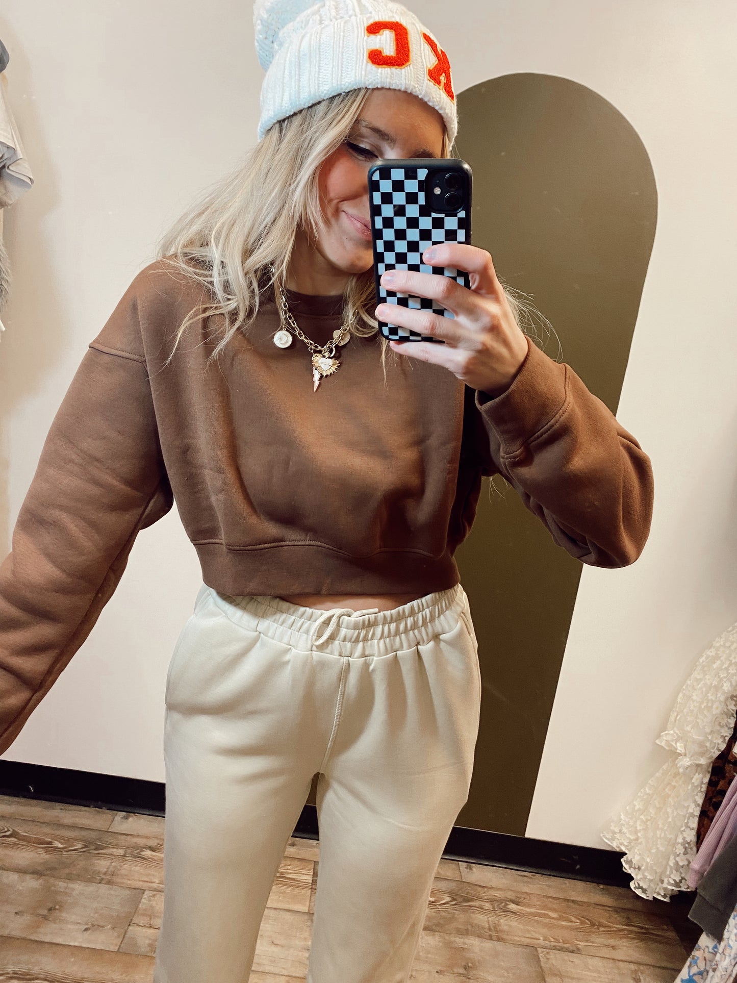 Cropped Fleece Sweatshirt (Cocoa)