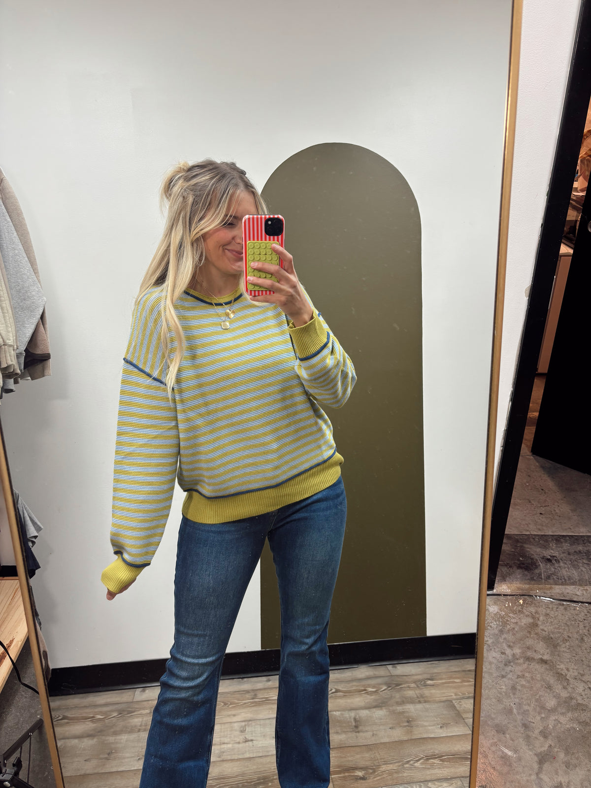 Mia Contrast Sweater (Mustard/Blue)