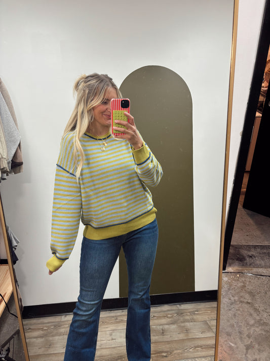 Mia Contrast Sweater (Mustard/Blue)