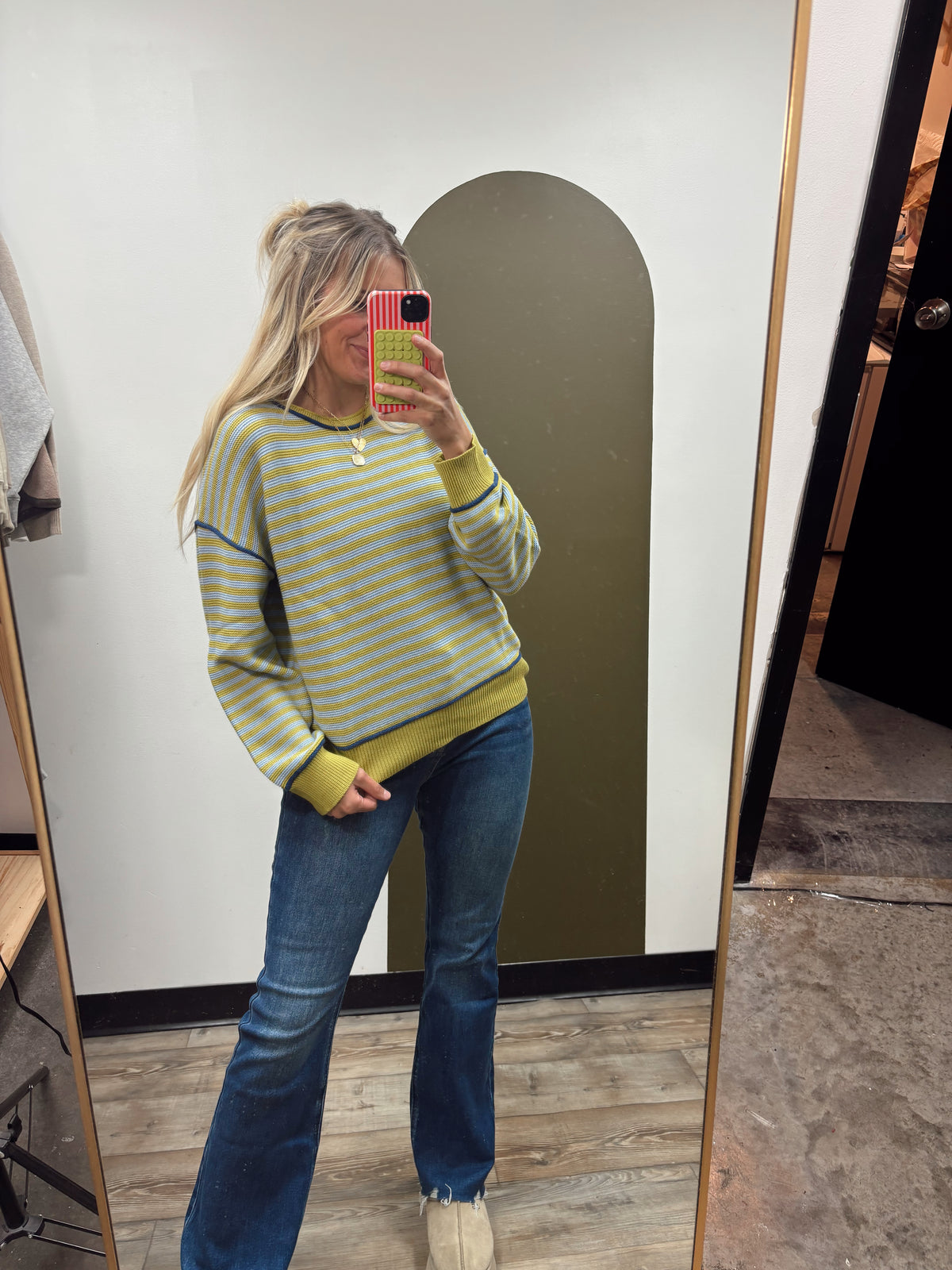 Mia Contrast Sweater (Mustard/Blue)